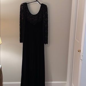 Floor length velvet and beaded dress